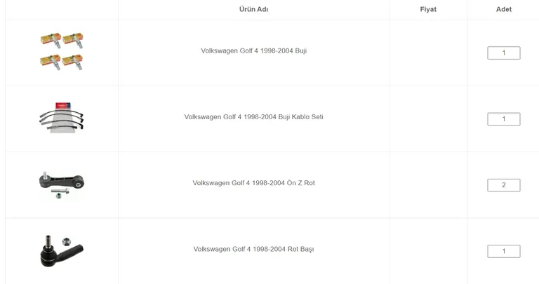 Ignition and front suspension parts order (Part 1).
