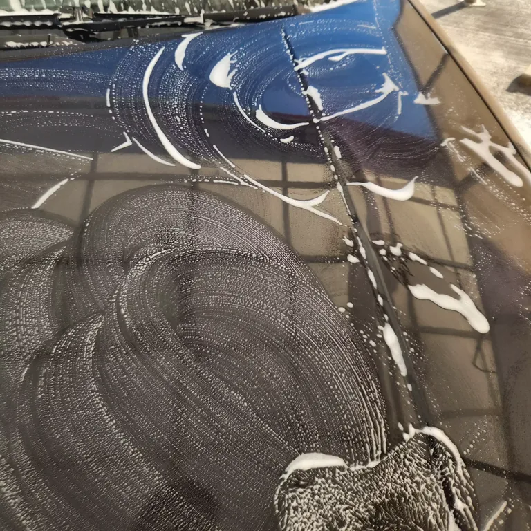 Contact wash with a microfiber mitt.